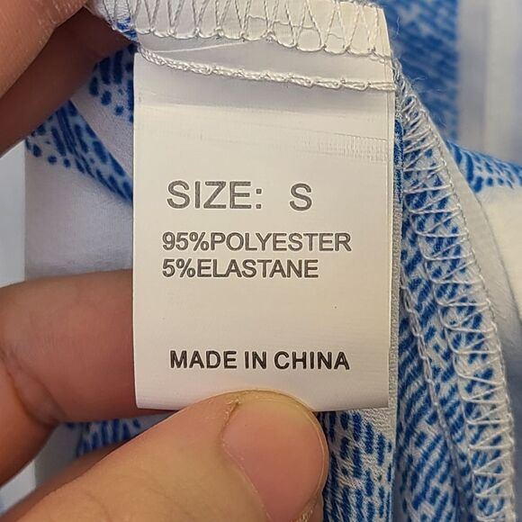 Womens Blue White Striped Print Batwing Sleeve Pocket Blouse Top S - Picture 10 of 11